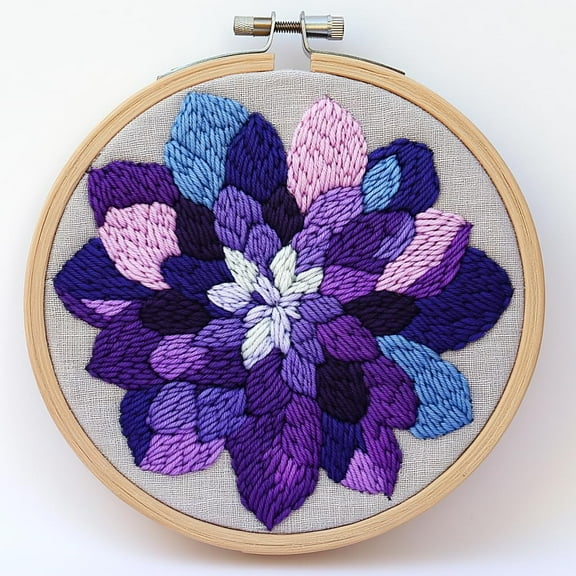 Punch Needle kits Abstract Mandala Flower Easy for Beginners DIY Punch Needle Yarn Starter Embroidery Set for Craft lovers with Printed Pattern and Hoop for Home Decor 20x20cm(3)