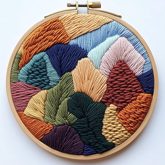 Punch Needle kits Abstract Pine Cones and Leaves Easy for Beginners DIY Punch Needle Yarn Starter Embroidery Set for Craft lovers with Printed Pattern and Hoop for Home Decor 20x20cm(11)