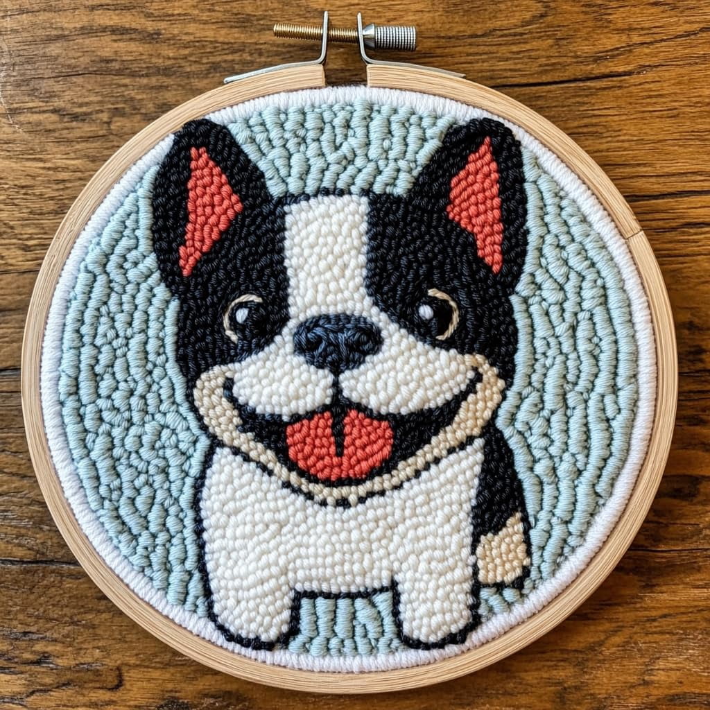Punch Needle kits Cartoon Baby Boston Terrier Dog Easy for Beginners ...