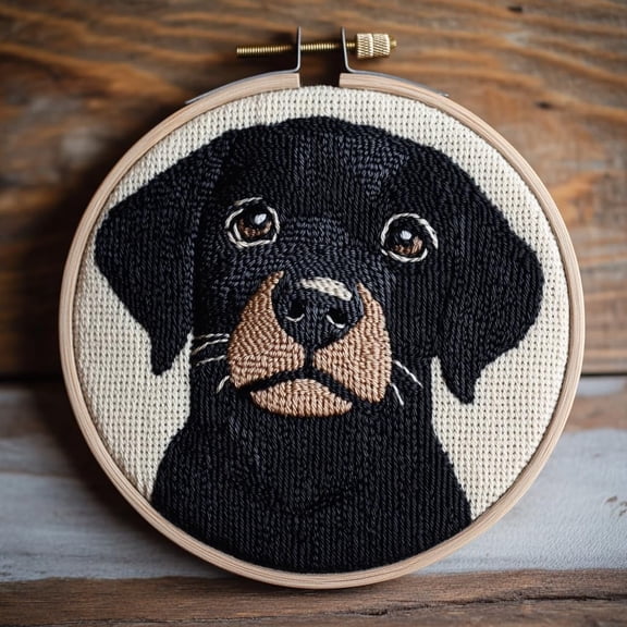 Punch Needle kits Cartoon Baby Labrador Retriever Dog Easy for Beginners DIY Punch Needle Yarn Starter Embroidery Set for Craft lovers with Printed Pattern and Hoop for Home Decor 20x20cm(1)