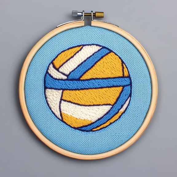 Punch Needle kits A Cartoon Volleyball Easy for Beginners DIY Punch Needle Yarn Starter Embroidery Set for Craft lovers with Printed Pattern and Hoop for Home Decor 20x20cm(3)
