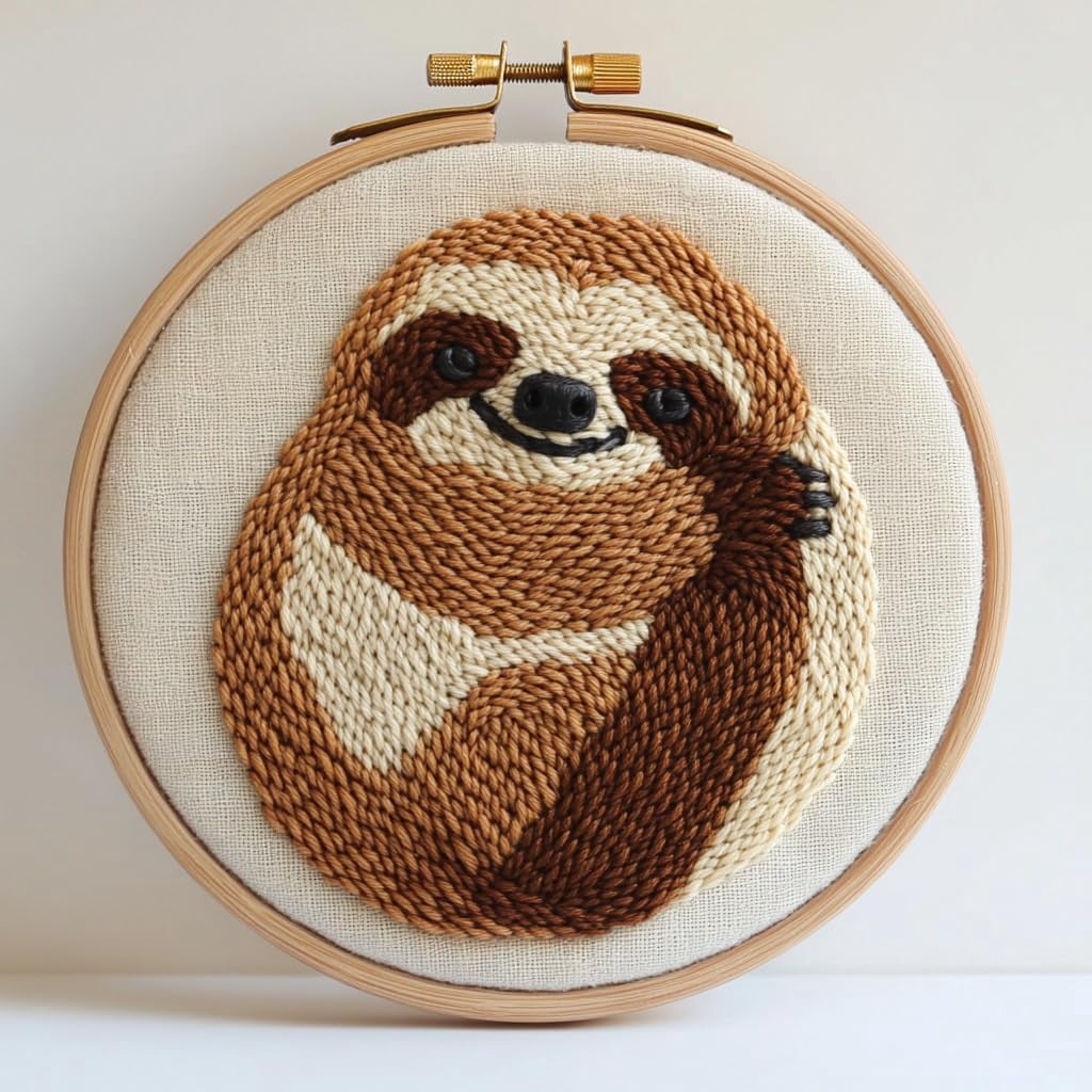 Punch Needle kits Cute Cartoon Baby Sloth in Moms Arm Easy for ...