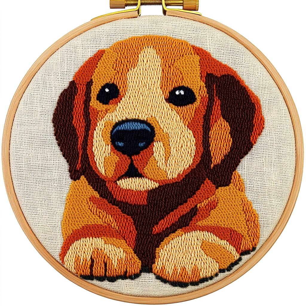 Punch Needle kits Cute Orange Puppy Labrador Dog Easy for Beginners DIY ...