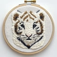 thumbnail image 1 of Punch Needle kits Cute White Tiger Baby Easy for Beginners DIY Punch Needle Yarn Starter Embroidery Set for Craft Lovers with Printed Pattern and Hoop for Home Decor 20x20cm, 1 of 6