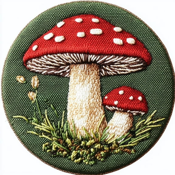 Punch Needle kits Red Mushroom Easy for Beginners DIY Punch Needle Yarn Starter Embroidery Set for Craft Lovers with Printed Pattern and Hoop for Home Decor 20x20cm(1)