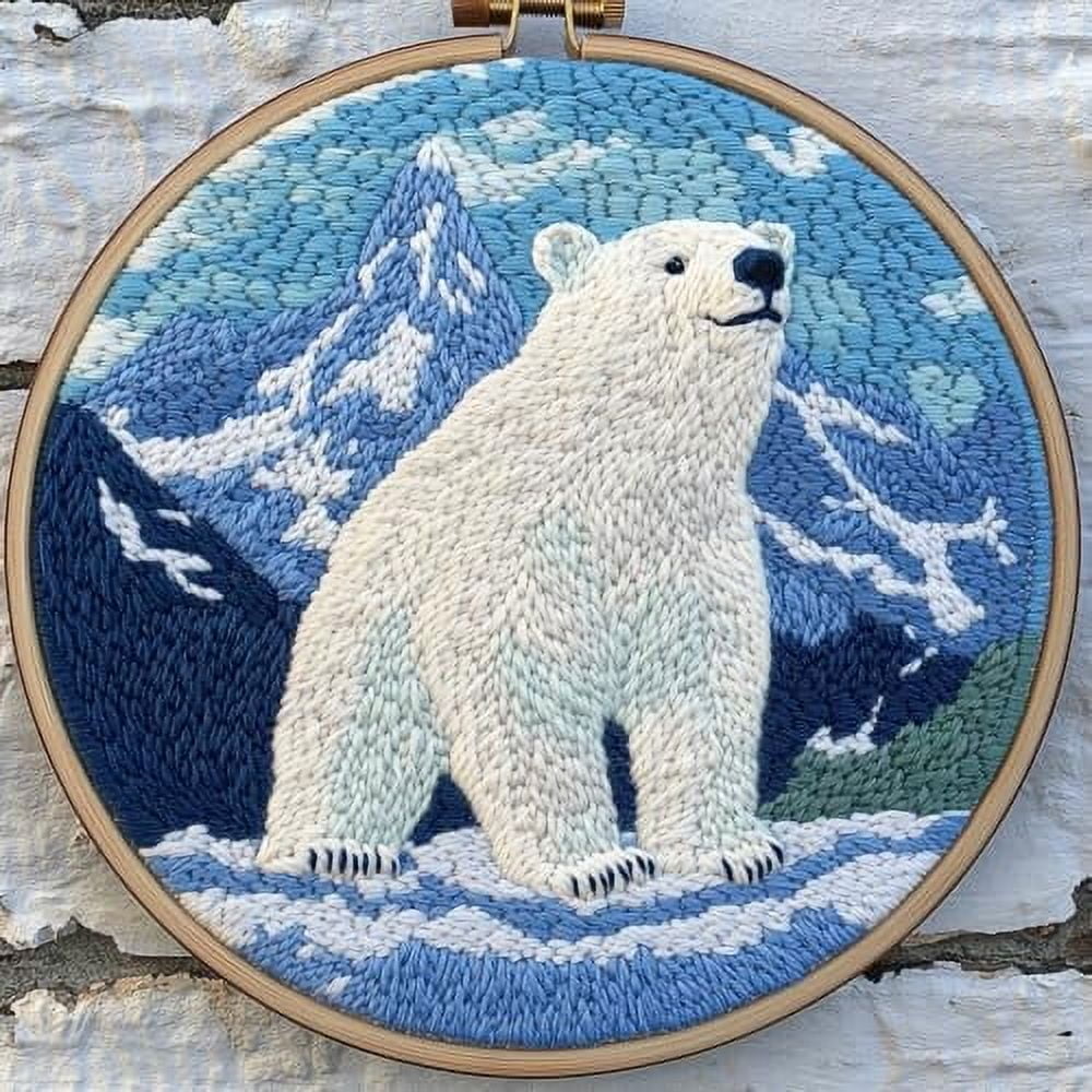 Punch Needle kits White Bear Snow Mountain Easy for Beginners DIY Punch ...