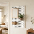 thumbnail image 1 of No Punch Pegboard Wall Mounted Organizer, Multi Functional Drains Basket Storage Rack with Hooks for Kitchen Bathroom Garage, Adhesive Wall Mount Storage Shelf, Space Saving Home Organization, 1 of 6