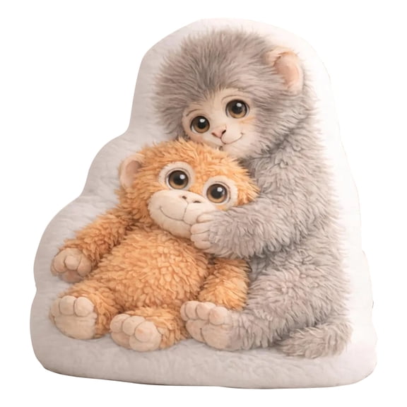 Punch The Monkey Cuddling Stuffed Animal Cute Meme Throw Pillow Soft Plush Toy for Kids & Home Decor