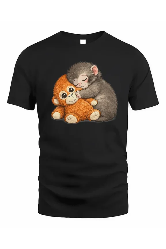 Punch The Monkey Cuddling Stuffed Animal Meme Viral Internet Shirt
