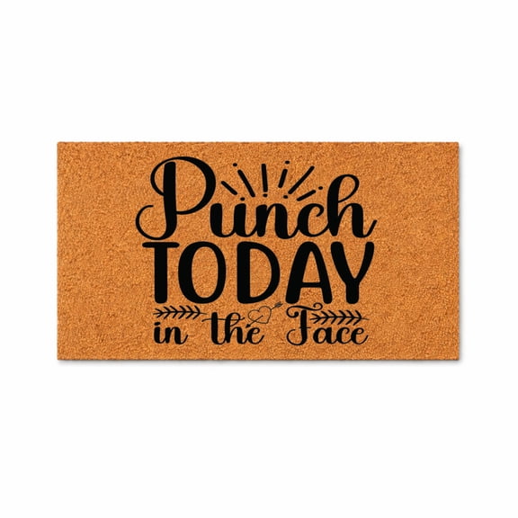 Punch Today In The Face Doormat, Funny Coir Door Mat, Welcome Entryway Rug, Housewarming Gift, Birthday Present, Home Decor 3193 (16x24 inches) 3193
