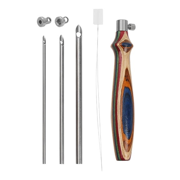 Punch Tool Wooden Handle Portable Sewing Accessories Embroidery Tools Threader  for 5mm 2.5mm 3.5mm Yarn
