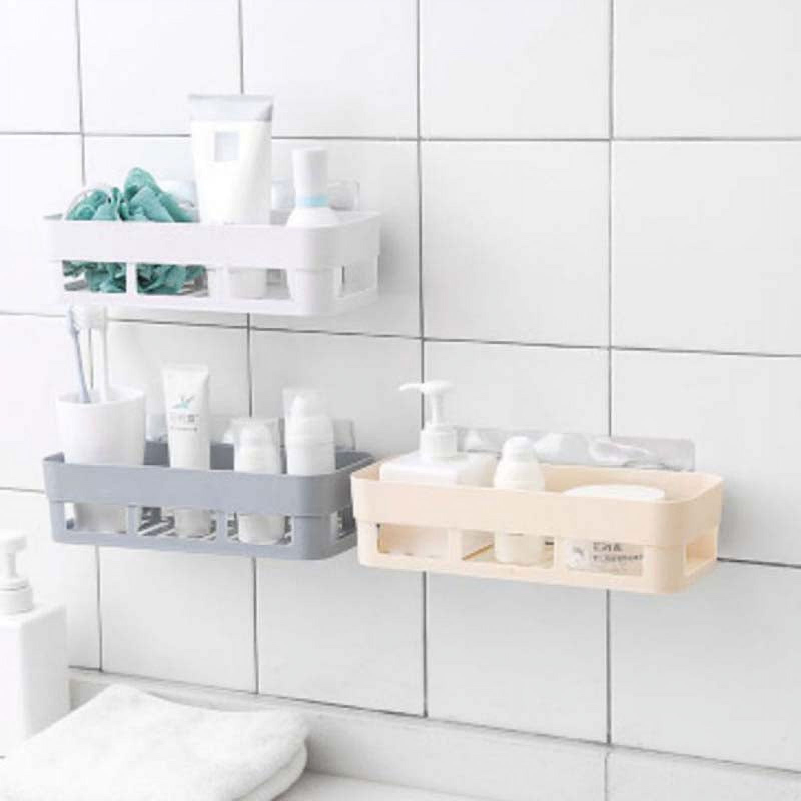 Set of 2 Bathroom Shelves, No Drilling Bathroom Shelves, Shower Shelf, Plastic Shower Baskets Wall Mounted for Kitchen and Bathroom, Size: 28.5, White