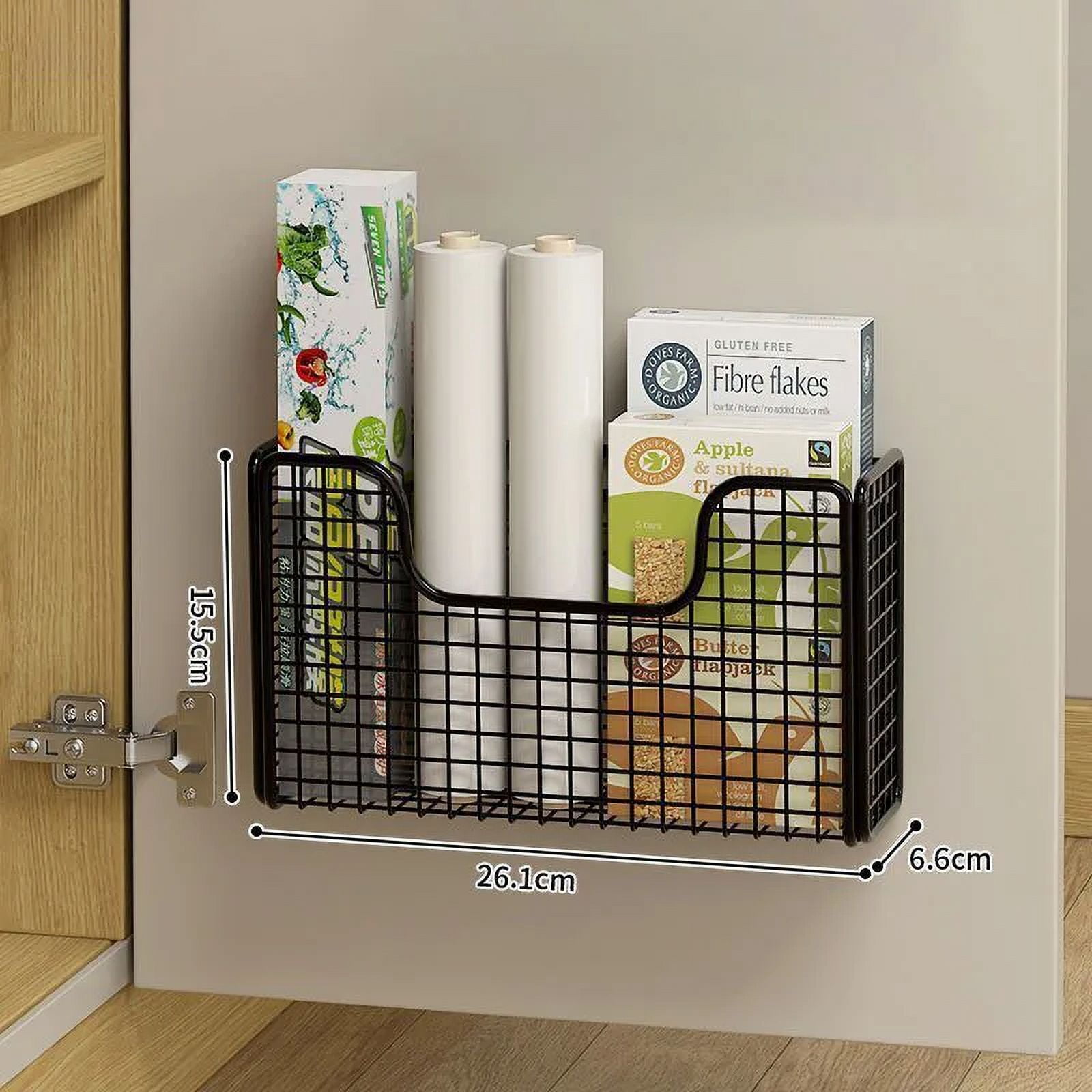Plastics Wrapp Rack Punch-free Kitchen Cabinet Door Storage Box Iron Rack Wall-mounted ...