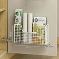 thumbnail image 1 of Punch-free Kitchen Cabinet Door Storage Box Iron Rack Wall-mounted Cabinet Plastic Wrap Rack Bathroom Refrigerator Rack, 1 of 9