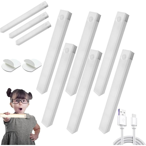Punch-free Smart Sensor Magnetic Rechargeable LED Lights, 8Pack Motion Sensor Light Indoor, Stick-on Anywhere Wireless Closet Lights for Kitchen Cabinet, Stairs, Wardrobe