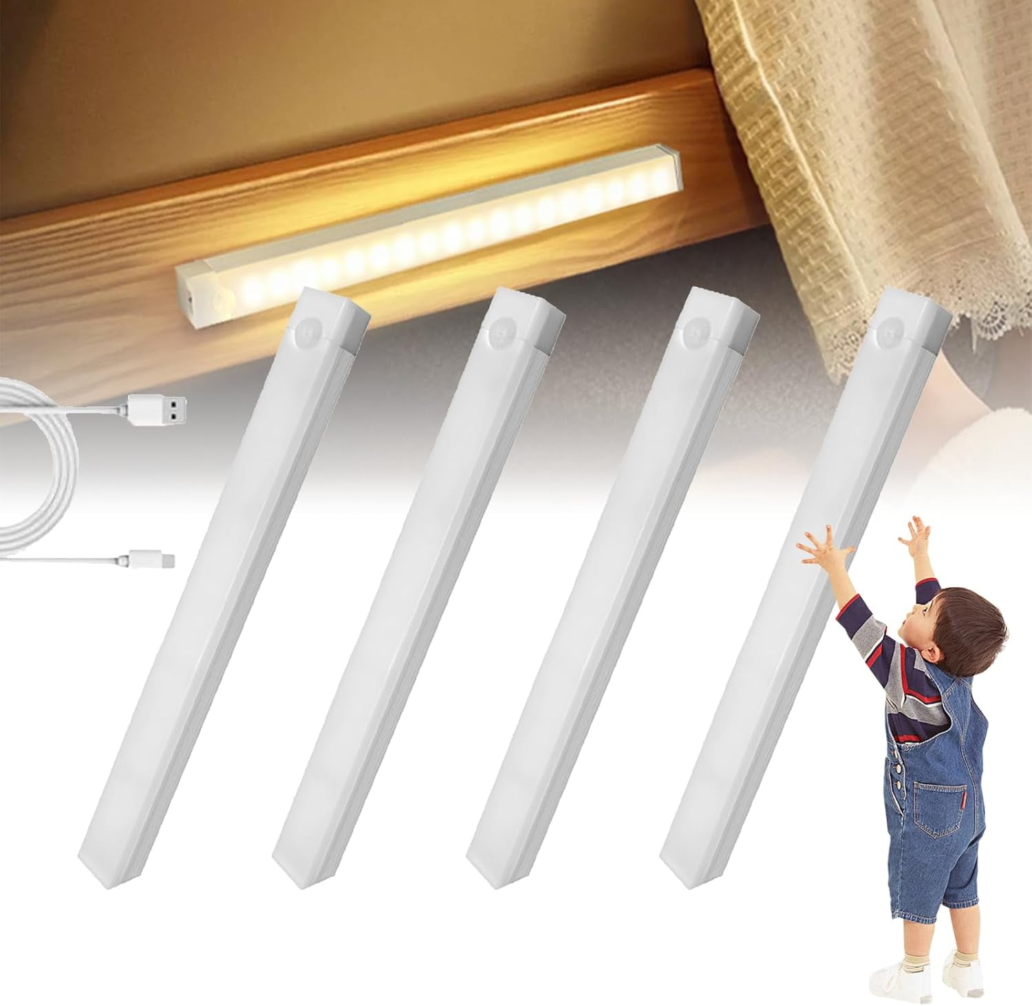 Punch-free smart magnetic rechargeable LED light, rechargeable motion