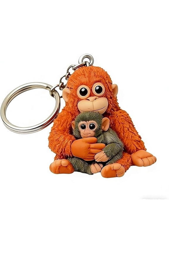 Punch the Monkey 3D Keychain, Resin Punching Figure Key Ring for Backpack Purse Car Keys, Cute Novelty Gift for Monkey Lovers(A)