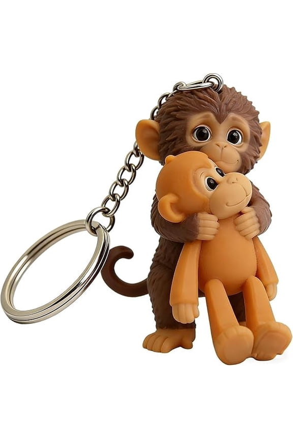 Punch the Monkey 3D Keychain, Resin Punching Figure Key Ring for Backpack Purse Car Keys, Cute Novelty Gift for Monkey Lovers(B)
