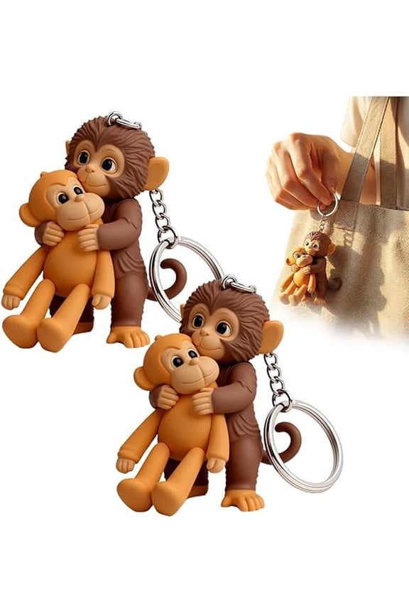 Punch the Monkey Keychain, 3D Cute Punch Monkey Holding Plush, Decoration for Backpack Purse Keys(a)Q