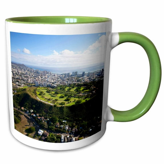 3drose, Punchbowl Cemetery, Honolulu, Oahu, Hawaii, Usa - Us12 Dpb2753 - Douglas Peebles, 11oz Two-tone Green Mug