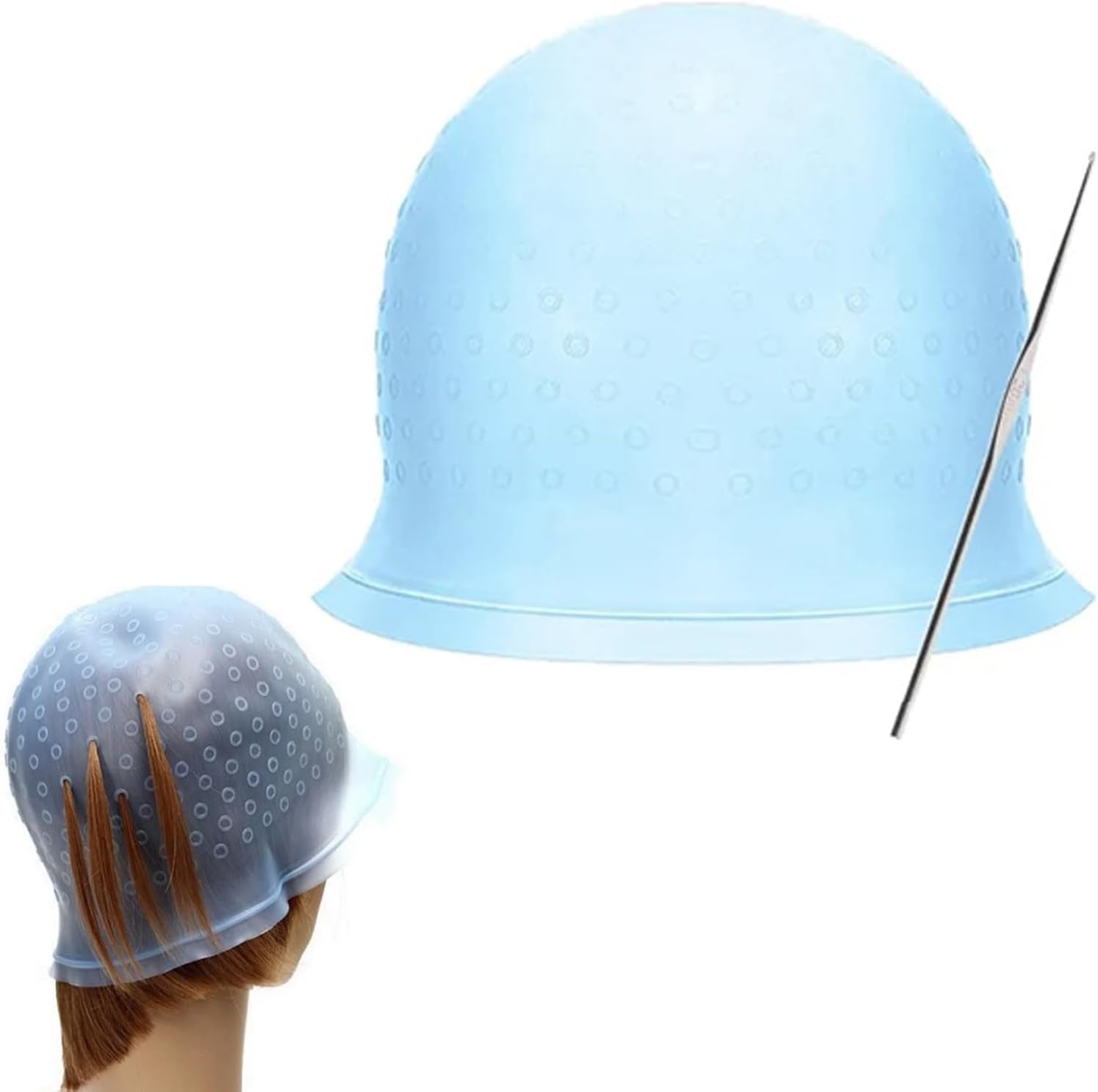 Punched Hole Highlight Cap and Hook Kit Reusable Silicone Hair
