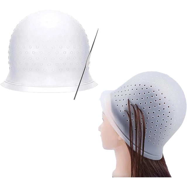Punched Hole Highlight Cap and Hook Kit,Reusable Silicone Hair