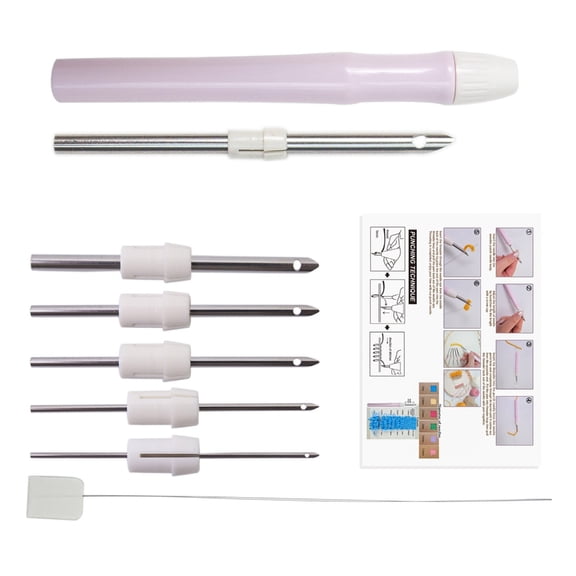 Punches Needle for Multiple Materials with 6 Head Adjustable Feature Comfortable Grip Stainless Needle