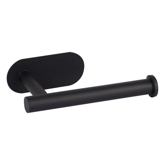 No Punching Adhesive Towel Holder,Durable Toilet Paper Roll Dispenser Storage Shelf, Stainless Steel Bathroom and Kitchen Organizer, Easy Installation Wall Mount Tissue Rack, 1Pc(Black,6.2x3.2x1.7")