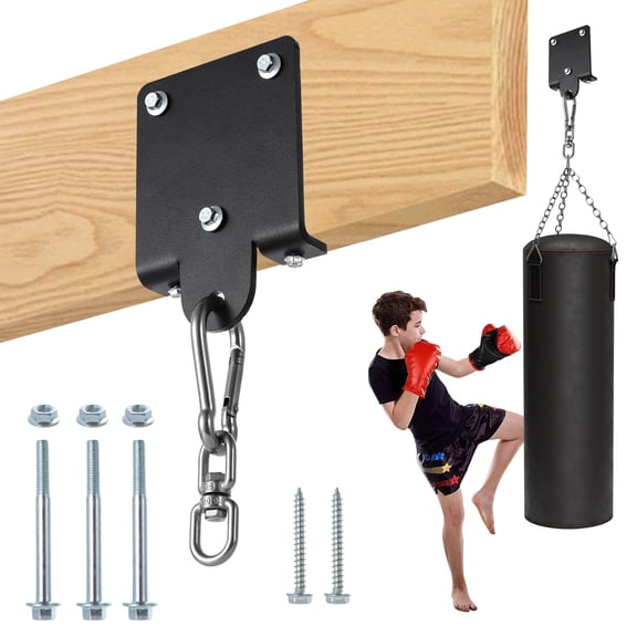 Punching Bag Ceiling Mount, Heavy Duty Beam Hanger, 360 Degrees Rotating Metal Hook for Boxing Bags, Gym Swings, Trapeze, Hammock, Fitness
