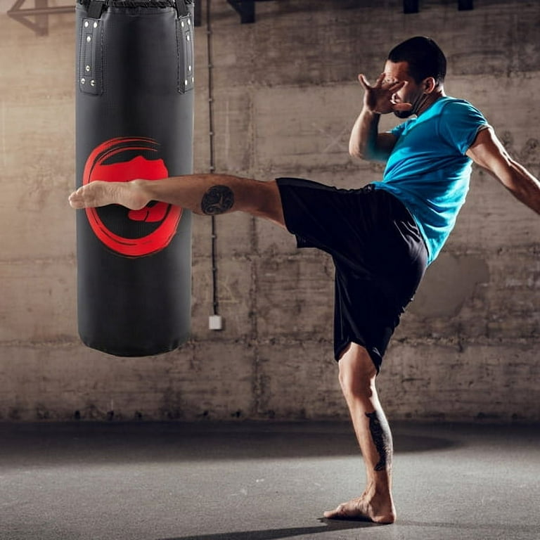 Punching Bag Filled Set 39 x 14 inches Boxing Hanging Heavy Bag for Kickboxing Fitness Training Muay Thai MMA Martial Arts Home Gym Walmart