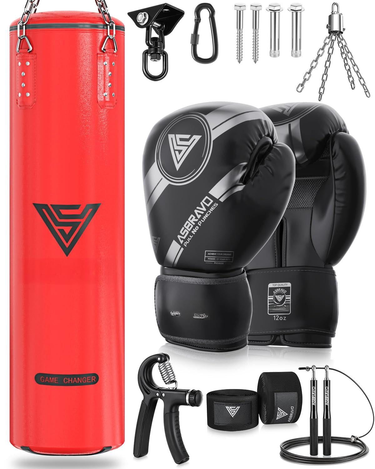 Punching Bag For Adults  4ft Pu Heavy Boxing Set 12oz Gloves Mma Muay Thai Kickboxing Home Gym Martial Art (unfilled)