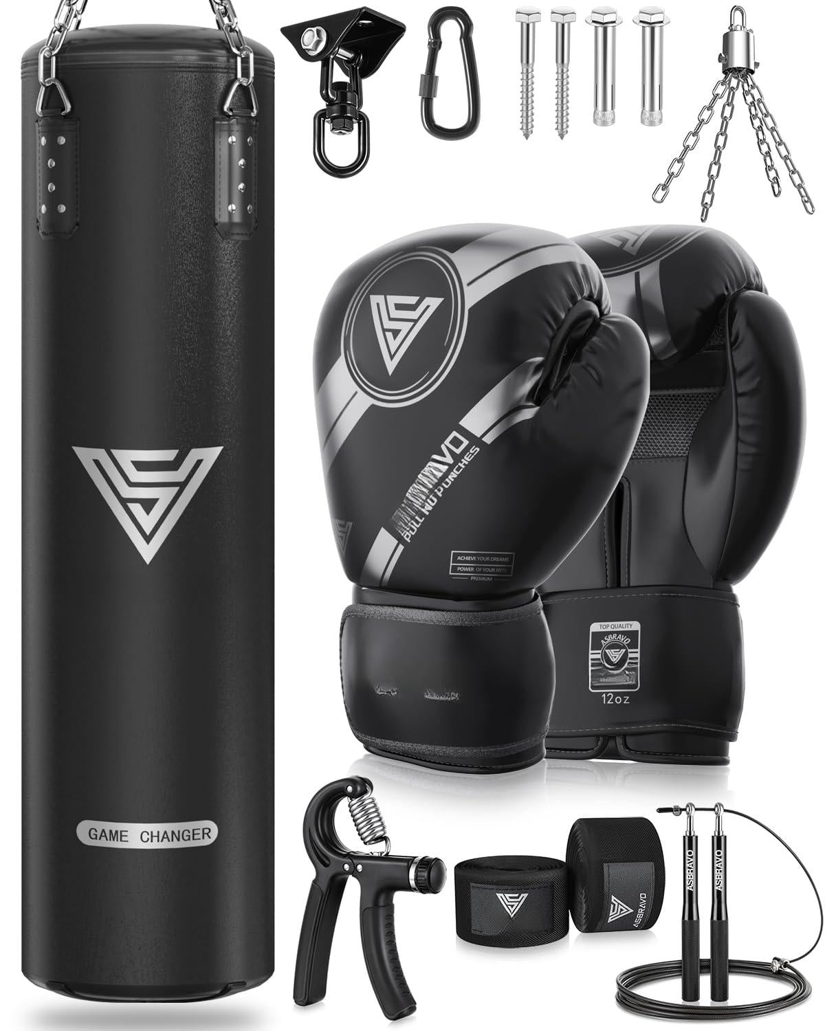 Punching Bag For Adults  4ft Pu Heavy Boxing Set 12oz Gloves Mma Muay Thai Kickboxing Home Gym Martial Art (unfilled)