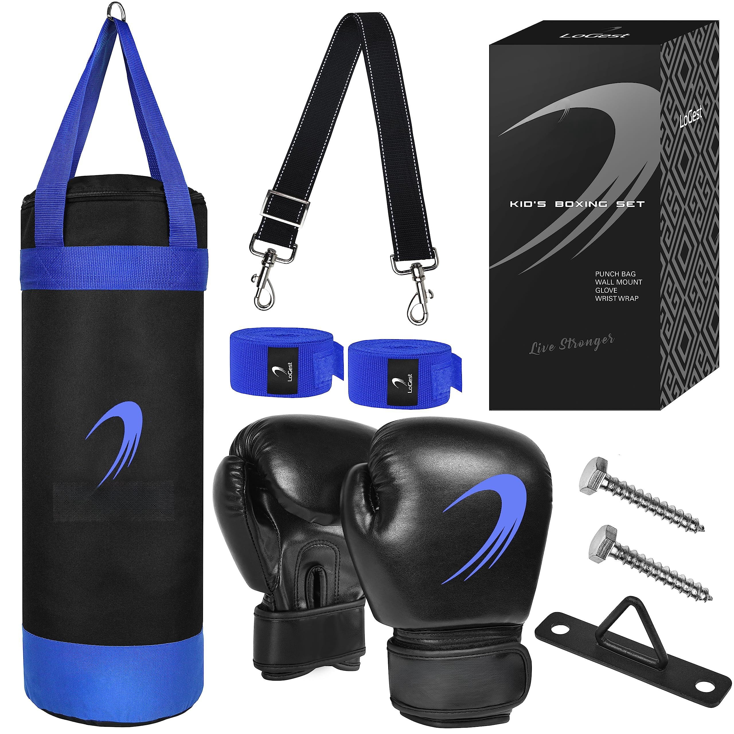 Punching Bag For Boxing Set - Suitable Bags 3-8 Years Of Gloves & Hand Wraps Included Mma Kickboxing Muay Thai Karate