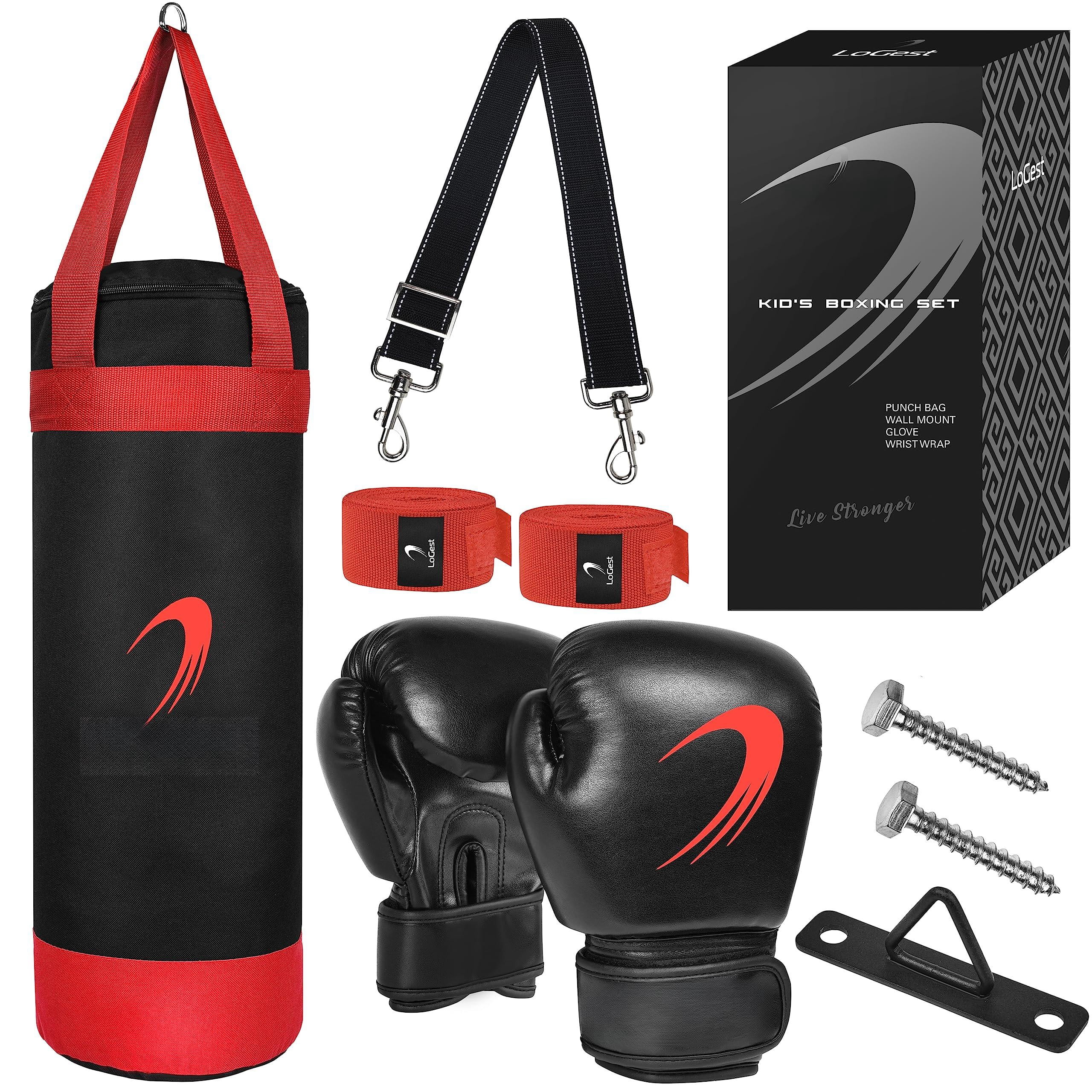 Punching Bag For Boxing Set - Suitable Bags 3-8 Years Of Gloves & Hand Wraps Included Mma Kickboxing Muay Thai Karate