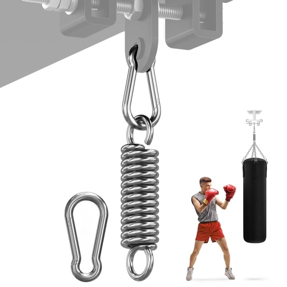 Punching Bag Hanger, Heavy Bag Spring Capacity, Stainless Steel Hanging Kit with Spring Hook & Carabiner, Indoor & Outdoor Mounting for Boxing Bags & Recreation