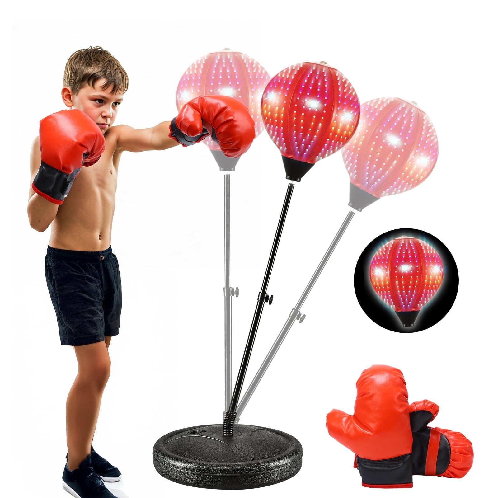 Walmart Coupons of Walmart Black Friday Deals 2025 - 42 Inch Kids Boxing Set with Gloves, Adjustable Height Punching Bag Toy, Age 3-10, Black & Red