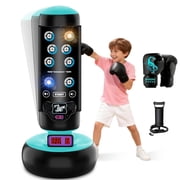 Punching Bag for Kids, 66 Inch Inflatable Boxing Bag with Interactive Boxing Music Mat 6 Modes with Lights and Score Display, Fun Fitness Training Birthday Gifts Toys for 4-8-12 Years Old Boys
