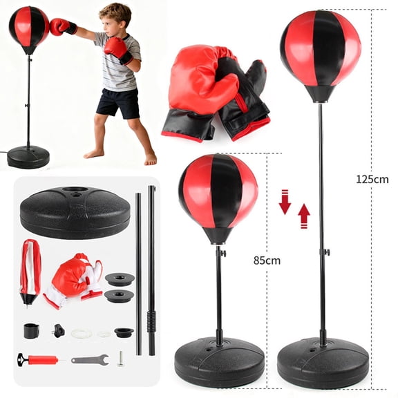 Punching Bag for Kids Ages 5-12 with Stand, Adjustable 33-49 Inches, Boxing Set Including Gloves, Sports Toy for Boys and Girls, Ideal Christmas Birthday Gift for Children
