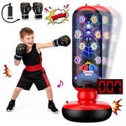 Punching Bag for Kids, Boxing bag with Light, Music, Scoring System, 4 Play Modes, Inflatable Boxing Toy with Gloves, Birthday Gifts Toys for 4-12 Years Boys and Girls