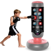 Punching Bag Music Pad, Inflatable Boxing Bag Target Game 6 Modes with Lights and Score Display, Fun Fitness Training Birthday Gifts Toys for 4-8-12 Years Old Boys Without Boxing Bag