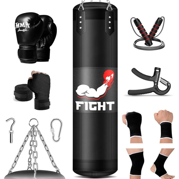 Punching Bag Set for , 4FT Heavy Boxing Bag Set with 12 OZ Boxing Gloves, Suitable for MMA Karate Kickboxing Boxing Muay Thai  at  or Gym - Unfilled Heavy Bag
