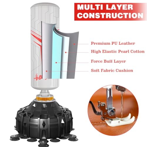 70" Freestanding Punching Bag With Stand - Heavy Duty, Suction Cup Base, For Adult MMA, Boxing, Muay Thai Fitness