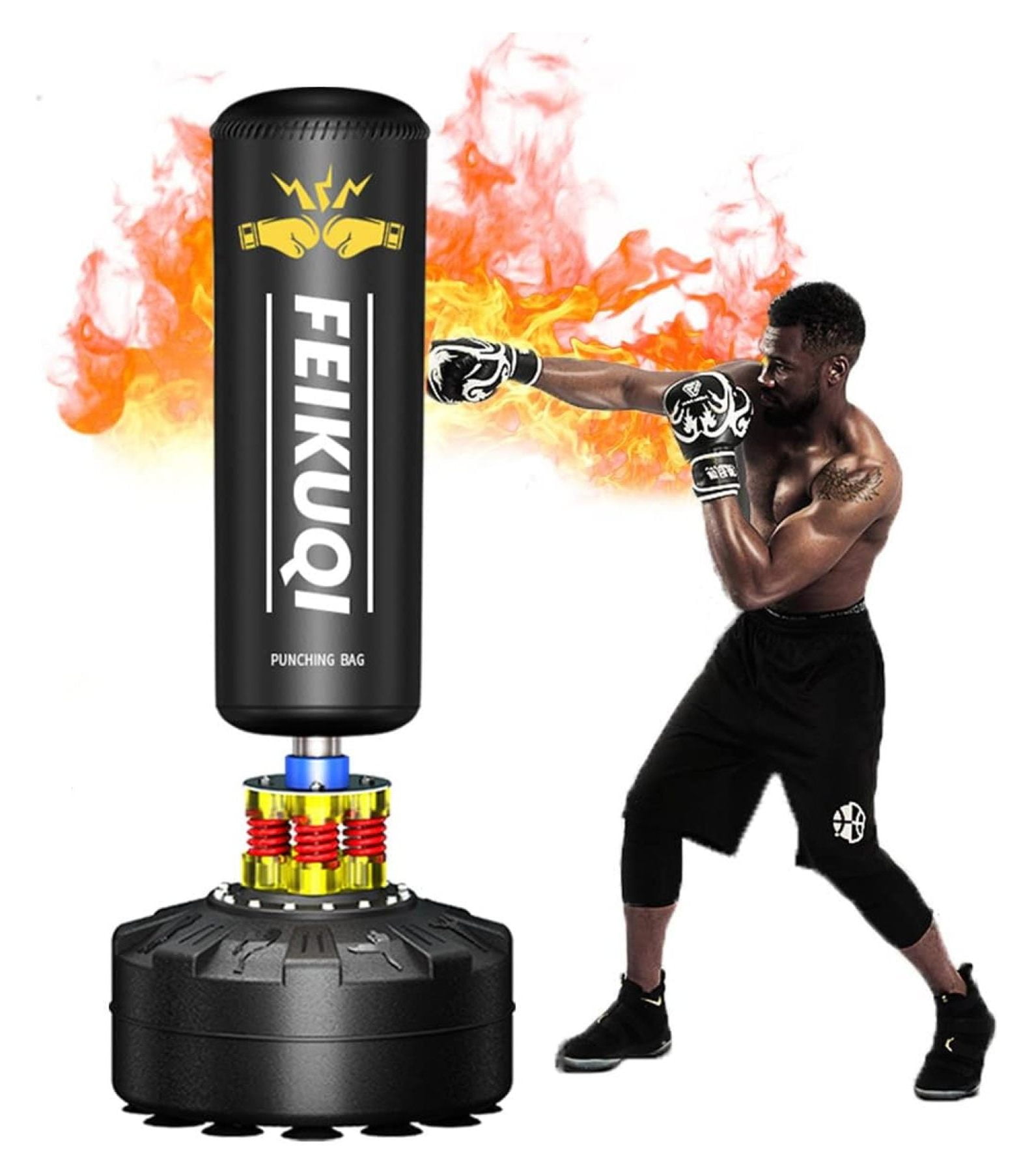 70" Freestanding Punching Bag With Stand - Heavy Duty, Suction Cup Base, For Adult MMA, Boxing, Muay Thai Fitness