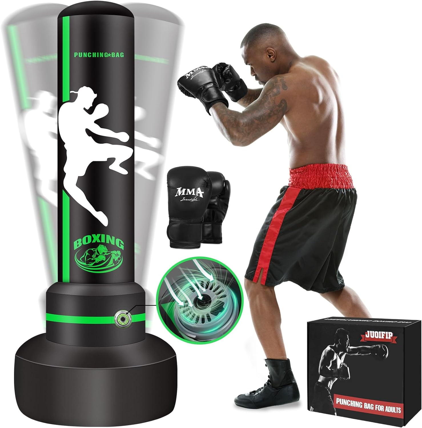 Adult Freestanding Heavy Boxing Punching Bag with Gloves & Electric Air
