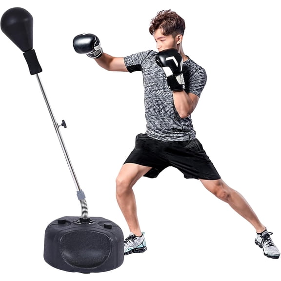 Punching Bag with Stand, Heavy Boxing Bag Height Adjustable Reflex Bar and Speed Punching Bag for Adults & Youth, Home Gym Training Equipment for MMA Fitness Stress Relief