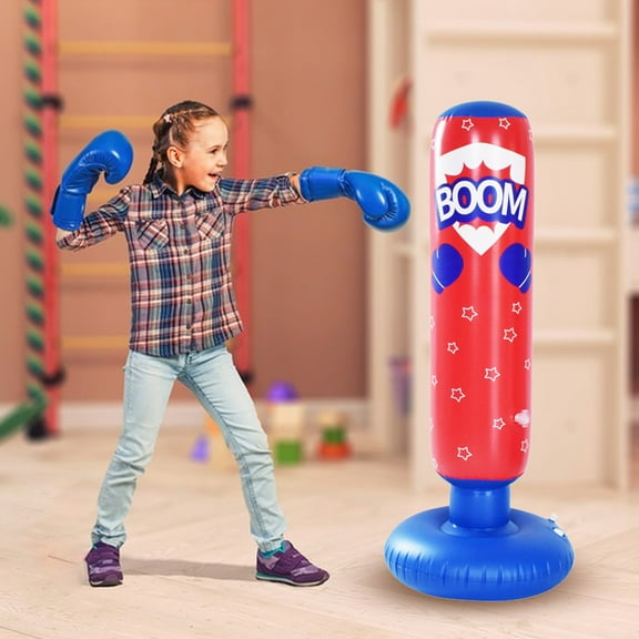 Punching Bag Toy, 47 Inch Larger Stable Inflatable Boxing Bag Set, Ideal for Karate, Taekwondo, MMA Practicing,Red