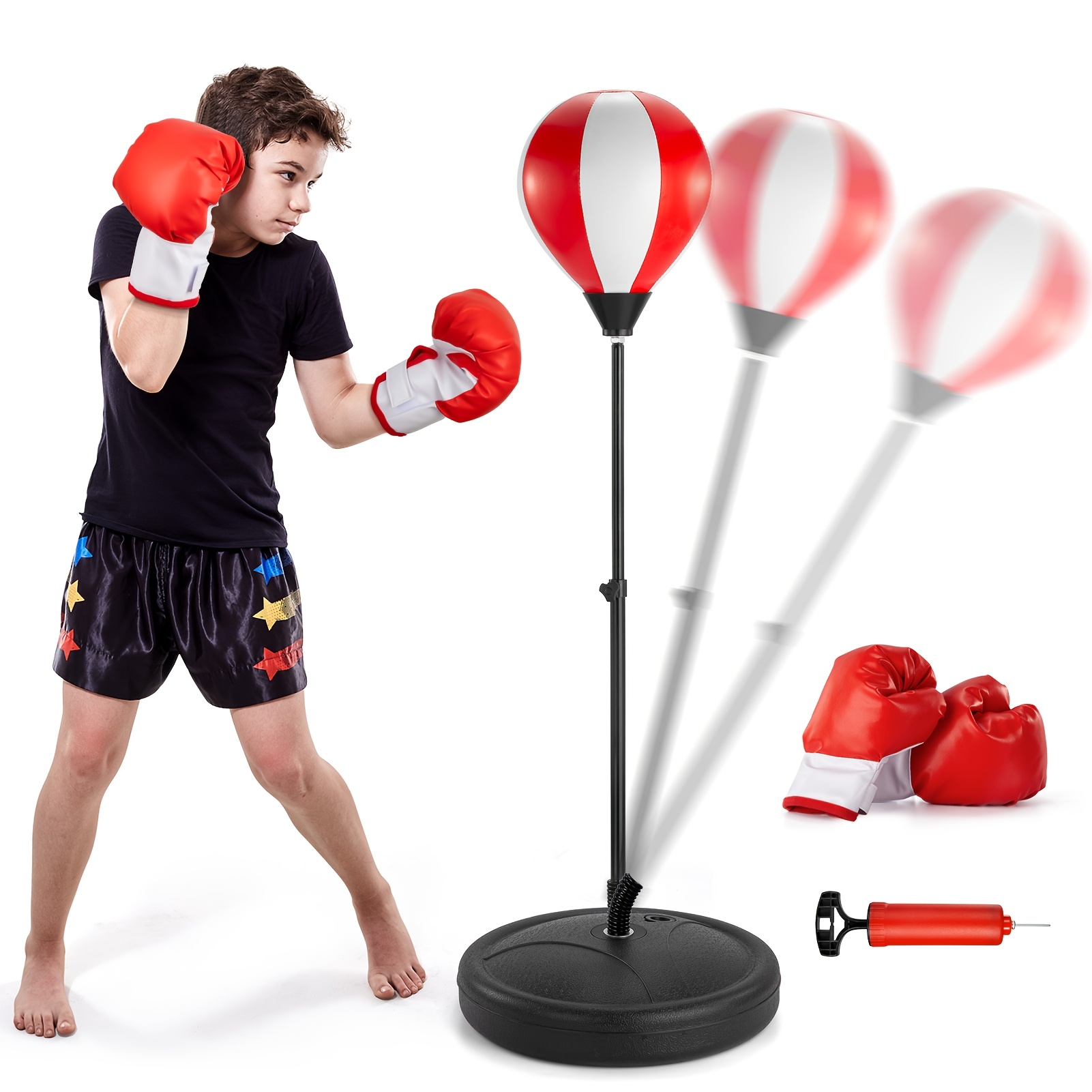 Punching Bag Toys Sets for Kids Boys 3-5 3-8 8-12, Boxing Bag Game Toys Sets for Kids 3-5 5-10 8-12, Toys Gifts for 3 4 5 6 7 8 Year Old Boys, Adjustable Punching Bag Stand for Boys Kids