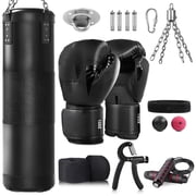 FEHNAG Punching Bag for Adults, 4ft Heavy Boxing Bag Set with 12 OZ Gloves for MMA Karate Kickboxing Boxing - Unfilled