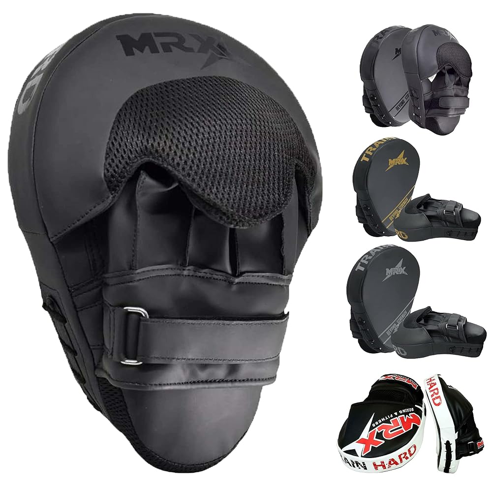 Punching Mitts Muay Thai Boxing Pads, Gel Tech Leather Curved Focus