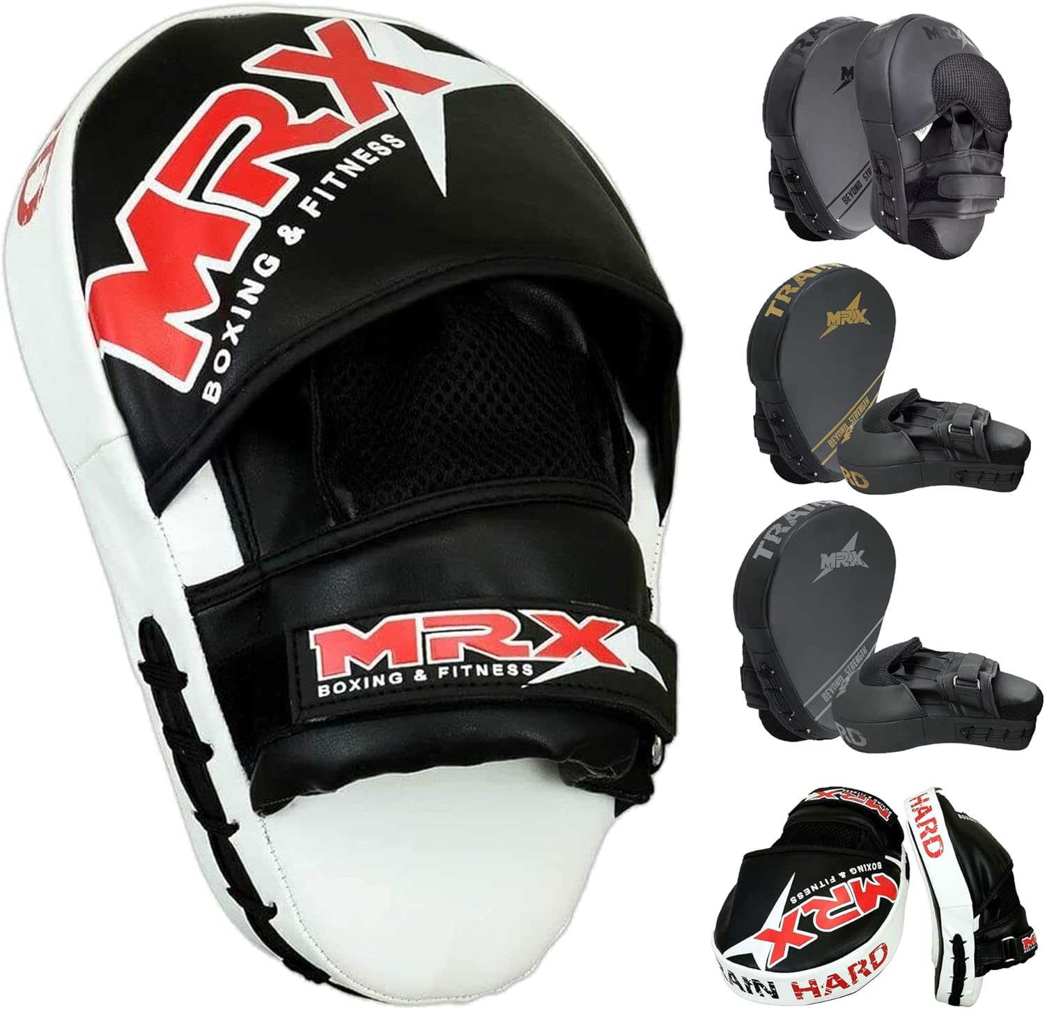 Punching Mitts Muay Thai Boxing Pads, Gel Tech Leather Curved Focus